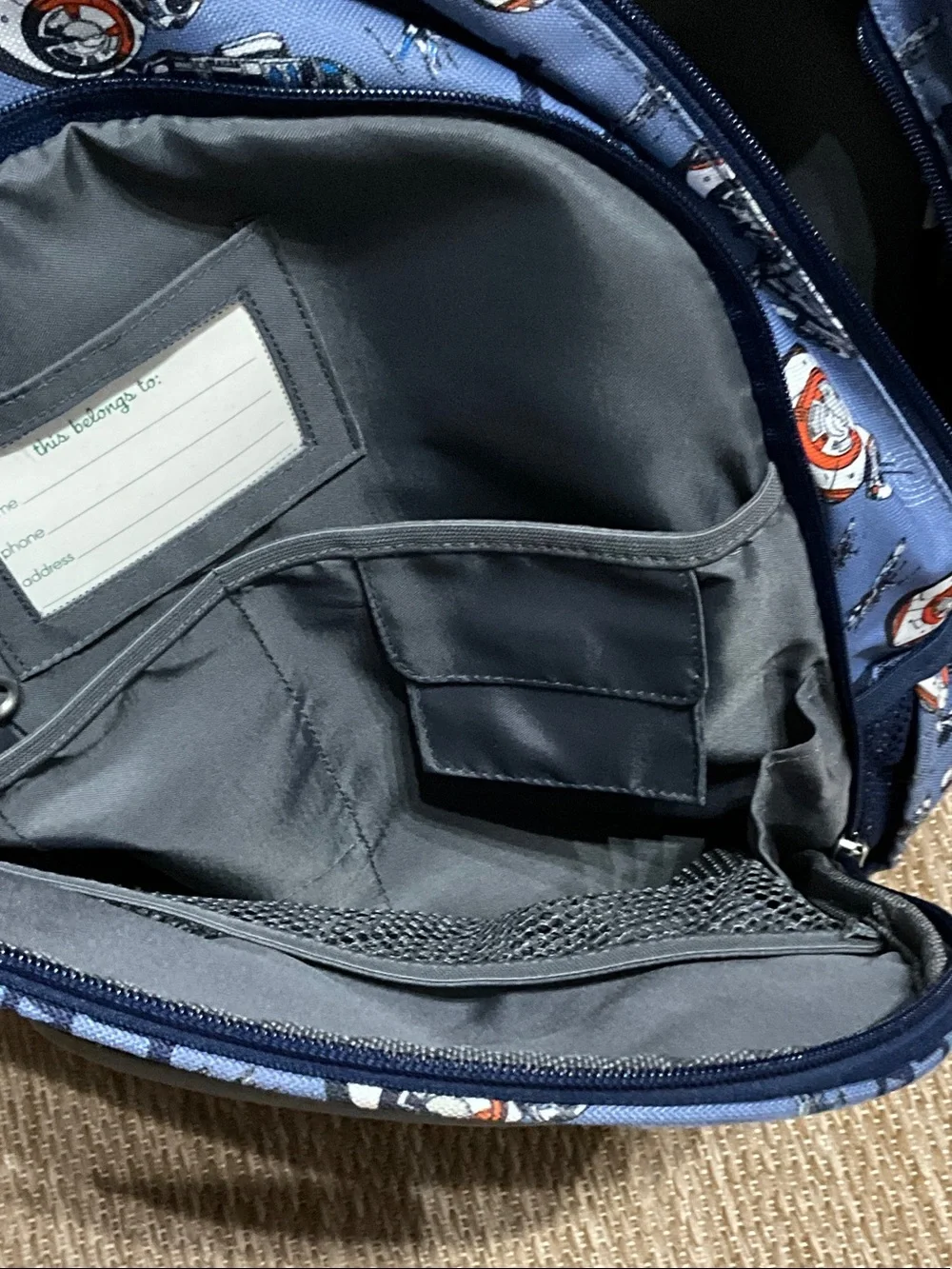 Pottery Barn Kids Blue Star Wars Droid Print Backpack